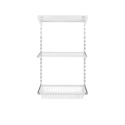 Flexx White Wire 2 Shelf System with Shallow or Deep Basket- H1200mm