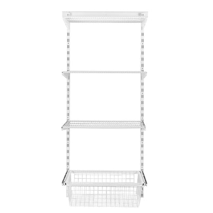 Flexx White Wire 3 Shelf System with Basket- H1500mm