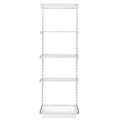 Flexx White Wire 4 Shelf System with Basket- H2100mm