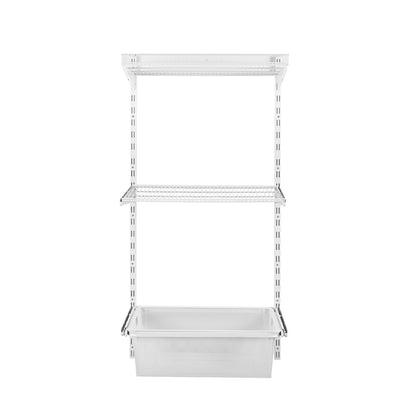 Flexx White Wire 2 Shelf System with Wire Mesh Basket- H1200mm