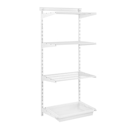Flexx White Wire 3 Shelf System with Wire Mesh Basket- H1500mm