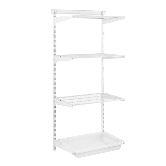 Flexx White Wire 3 Shelf System with Wire Mesh Basket- H1500mm