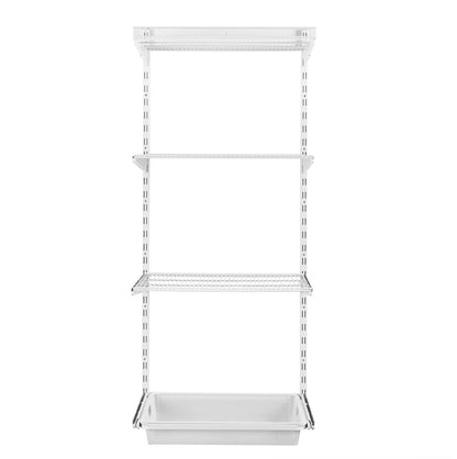 Flexx White Wire 3 Shelf System with Wire Mesh Basket- H1500mm