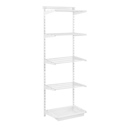 Flexx White Wire 4 Shelf System with Wire Mesh Basket- H2100mm