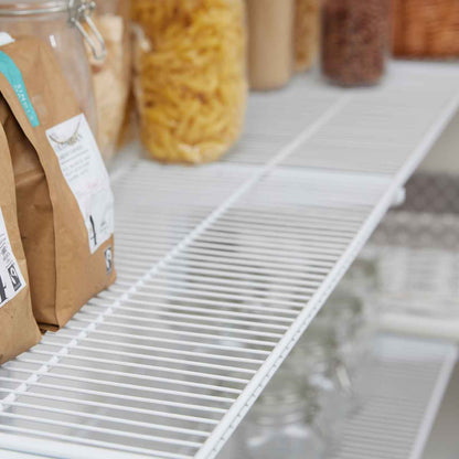 Flexx White Wire 4 Shelf System with Wire Mesh Basket- H2100mm