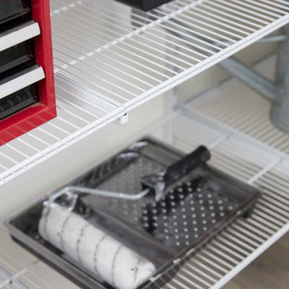 Flexx White Wire 4 Shelf System with Wire Mesh Basket- H2100mm