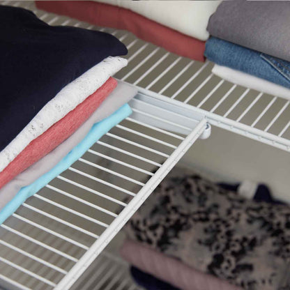 Flexx White Wire 4 Shelf System with Wire Mesh Basket- H2100mm