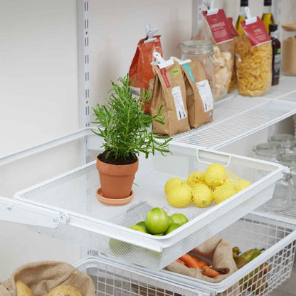 Flexx White Wire 4 Shelf System with Wire Mesh Basket- H2100mm