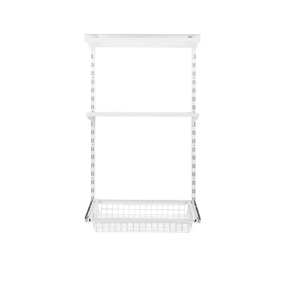 Flexx White Wooden 2 Shelf System with Basket- H1200mm