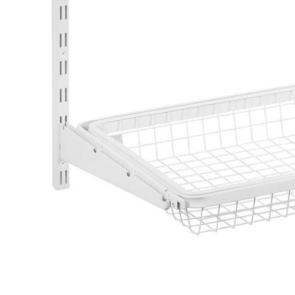 Flexx White Wooden 4 Shelf System with Basket- H2100mm