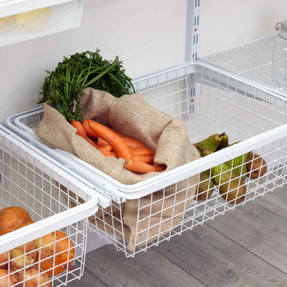 Flexx White Wooden 4 Shelf System with Basket- H2100mm