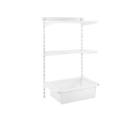 Flexx White Wooden 2 Shelf System with Wire Mesh Basket- H1200mm