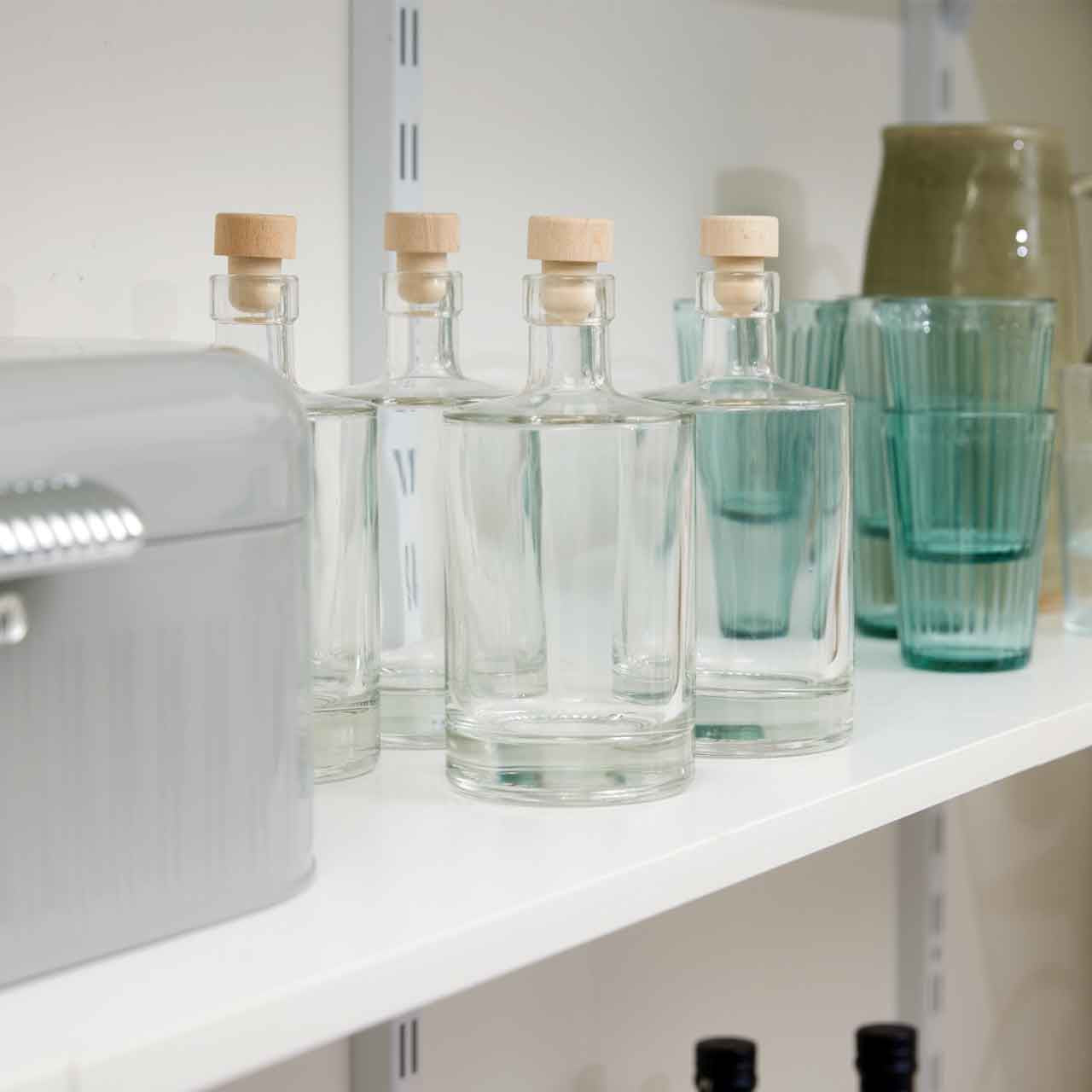 Flexx White Wooden 3 Shelf System with Wire Mesh Basket- H1500mm