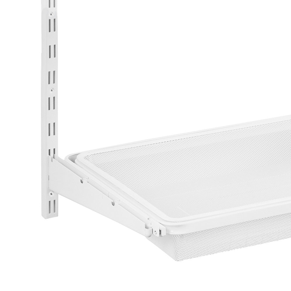 Flexx White Wooden 4 Shelf System with Fine Wire Mesh Basket- H2100mm