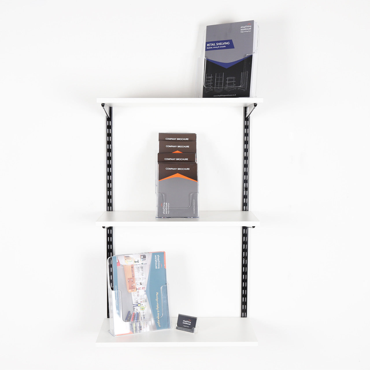Black & White Twin Slot Shelving Kit - H1000mm - 3 Shelves - Width 900mm