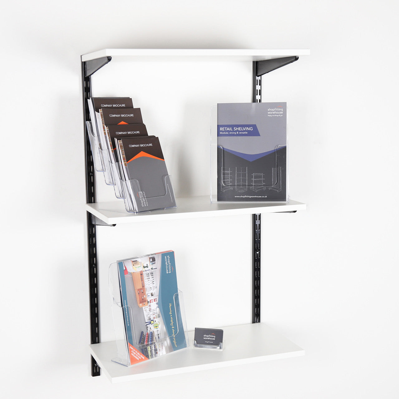 Black & White Twin Slot Shelving Kit - 3 Shelves - Width 600mm
