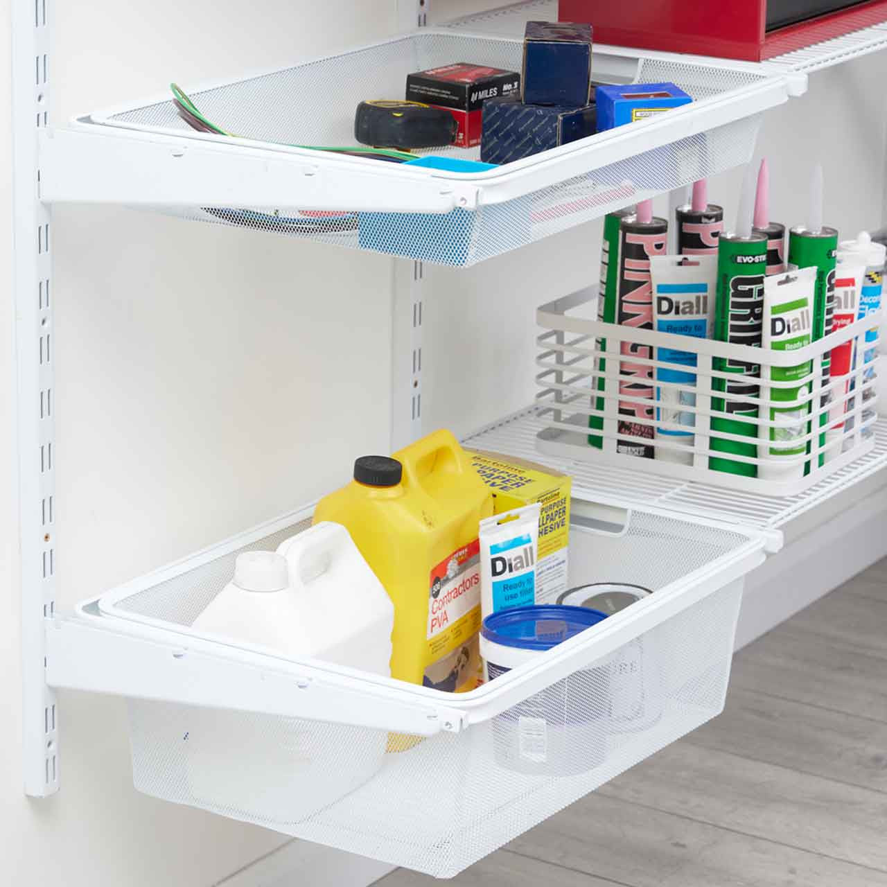 Shallow Wire Mesh Basket for Flexx Shelving System