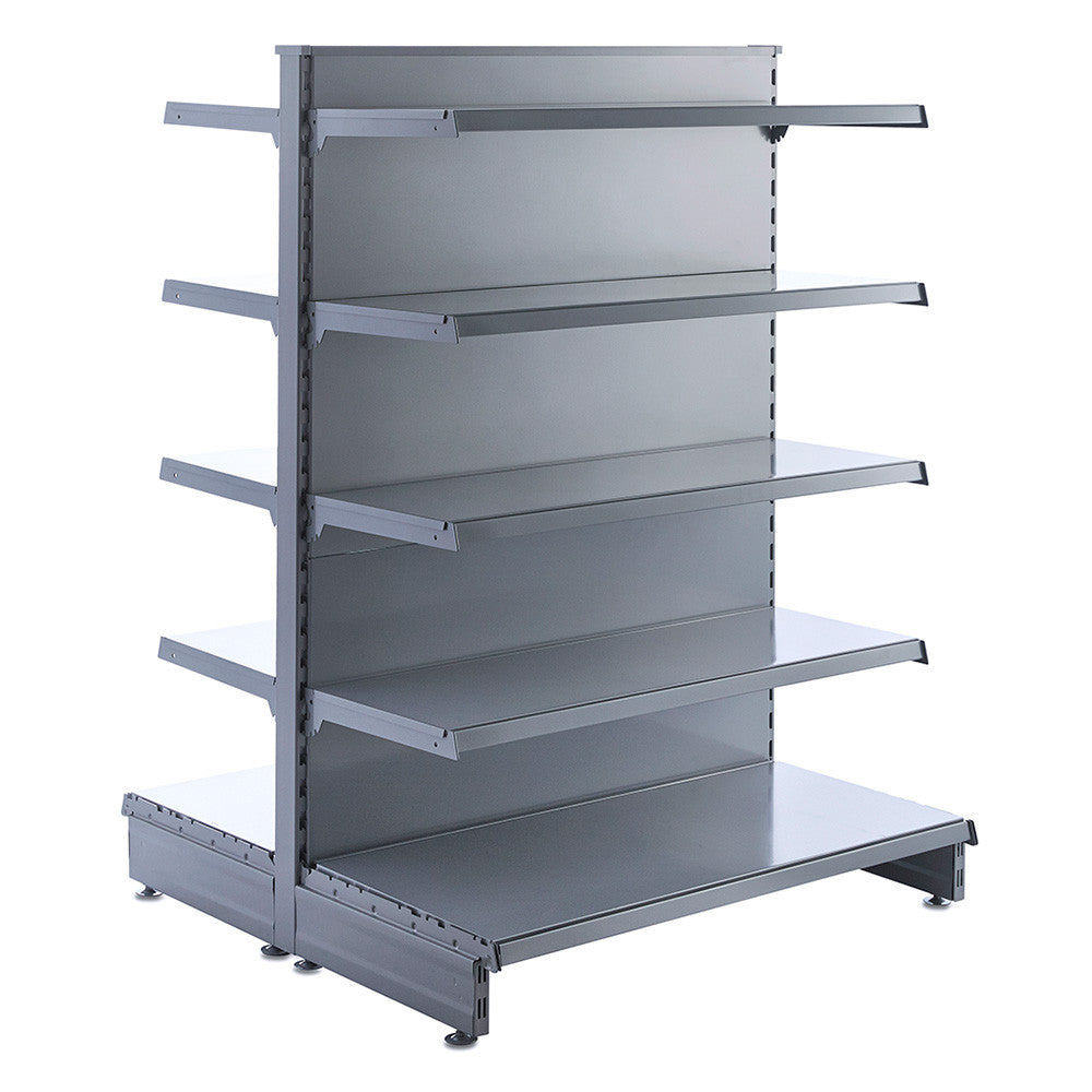 Silver Retail Shelving Modular Gondola Unit - 8 x 370mm Shelves - H1400mm