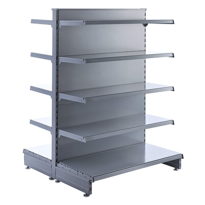 Silver Retail Shelving Modular Gondola Unit - 8 x 370mm Shelves - H1400mm