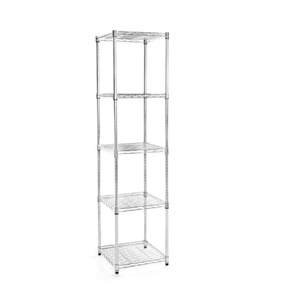 5 Tier Light Duty Chrome Wire Shelving Unit - H1500 x W350 x D350mm