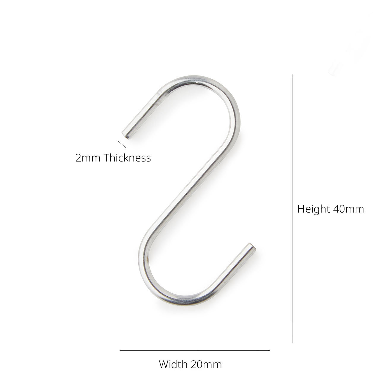 Pack of 100 x Medium Silver S-Hooks