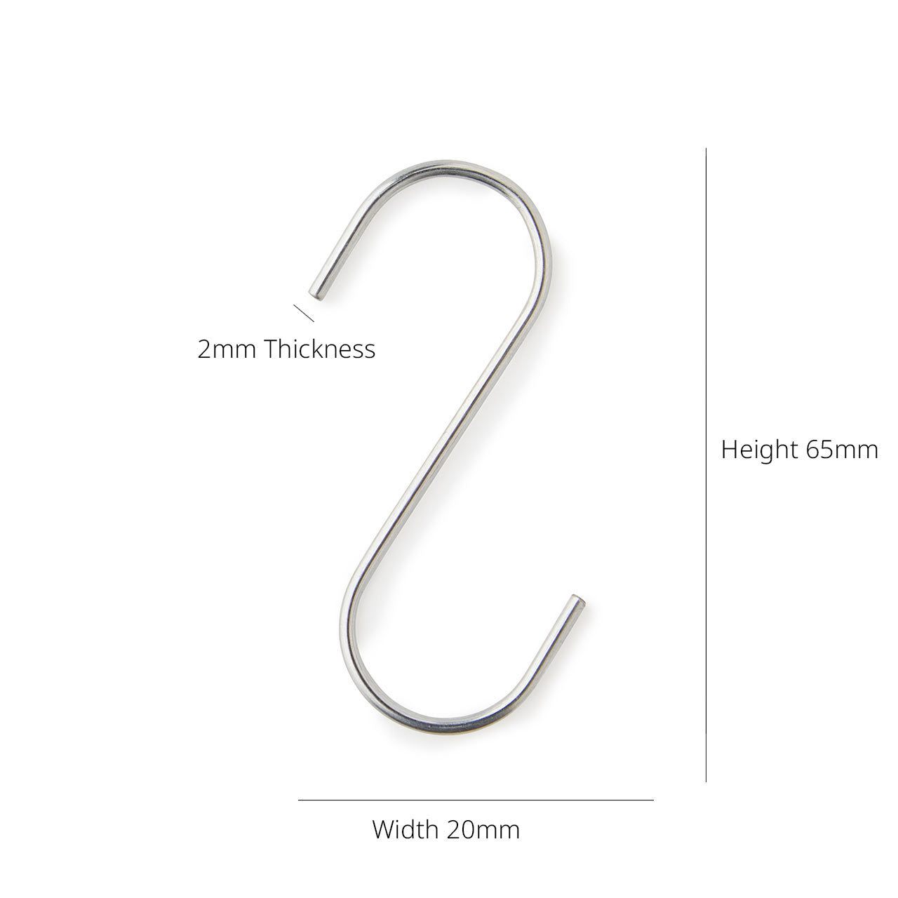 Pack of 100 x Large Silver S-Hooks