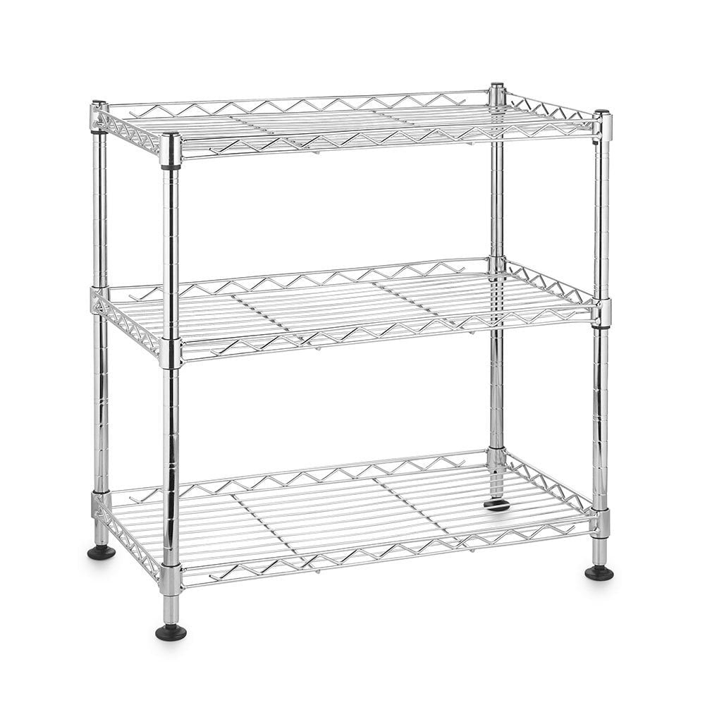 3 Tier Mini Chrome Wire Shelving Unit - H450 x W450 x D250mm