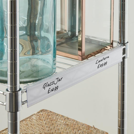 Shelf Edge Label Holder for Chrome Wire Shelving - Fits 900mm Shelf Edge