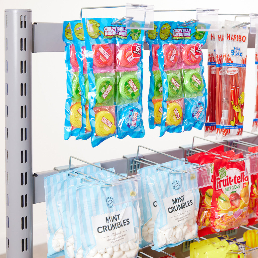 Single Sided In-Queue Merchandising Bay and Hooks -W1250mm each bay