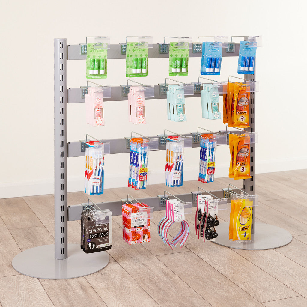Single Sided In-Queue Merchandising Bay and Hooks -W1250mm each bay