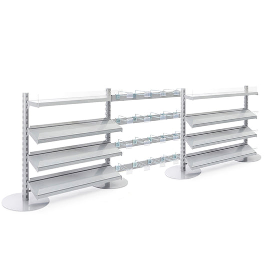 3 x Single Sided In-Queue Merchandising Bays with Shelves and Hooks