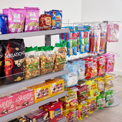 3 x Single Sided In-Queue Merchandising Bays with Shelves and Hooks