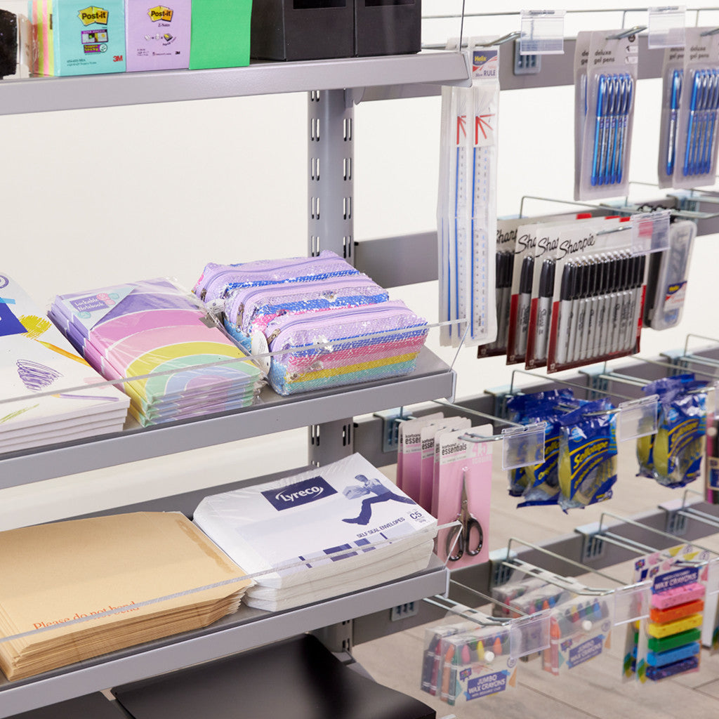 3 x Single Sided In-Queue Merchandising Bays with Shelves and Hooks