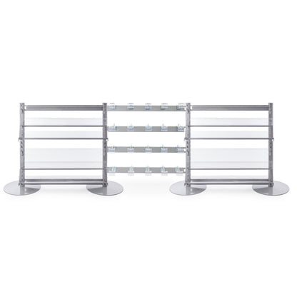 3 x Single Sided In-Queue Merchandising Bays with Magazine Shelves and Hooks