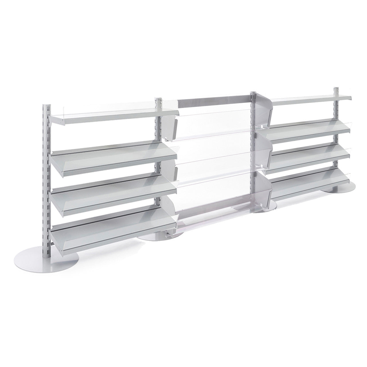 3 x Single Sided In-Queue Merchandising Bay with Shelves and Bins