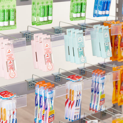 3 x Double Sided In-Queue Merchandising Bays with Shelves and Hooks, Bin, 2 Bowls and Header Frame