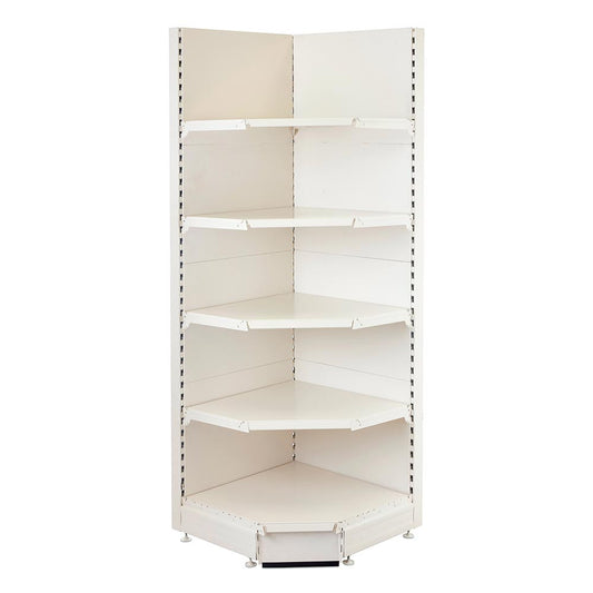 White Retail Shelving 90 Deg. Wall Corner Unit - 4 x 370mm Shelves - H1800mm