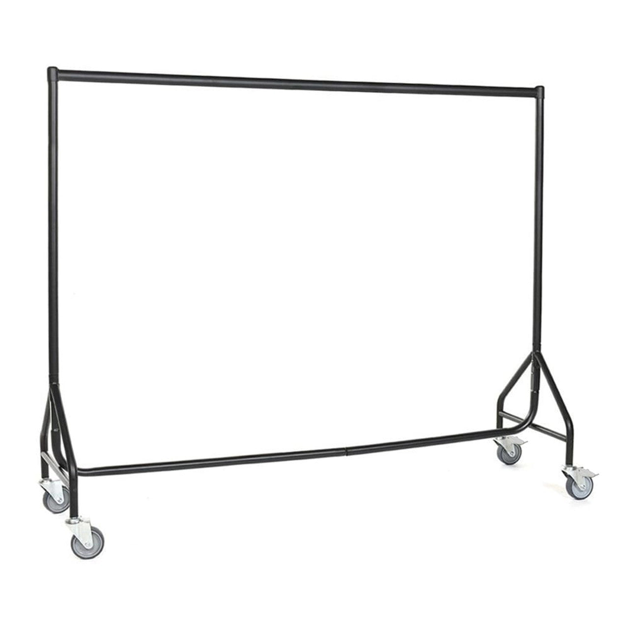Reinforced Black Heavy-Duty Clothes Rail With 2 Braked and 2 Unbraked Heavy Duty Wheels