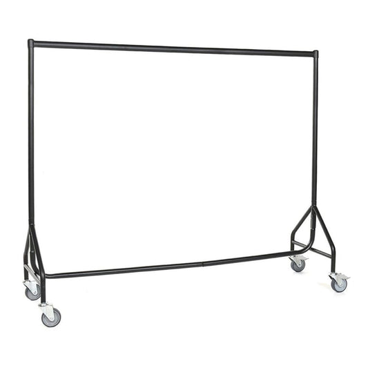 Reinforced Black Heavy-Duty Clothes Rail With 2 Braked and 2 Unbraked Heavy Duty Wheels