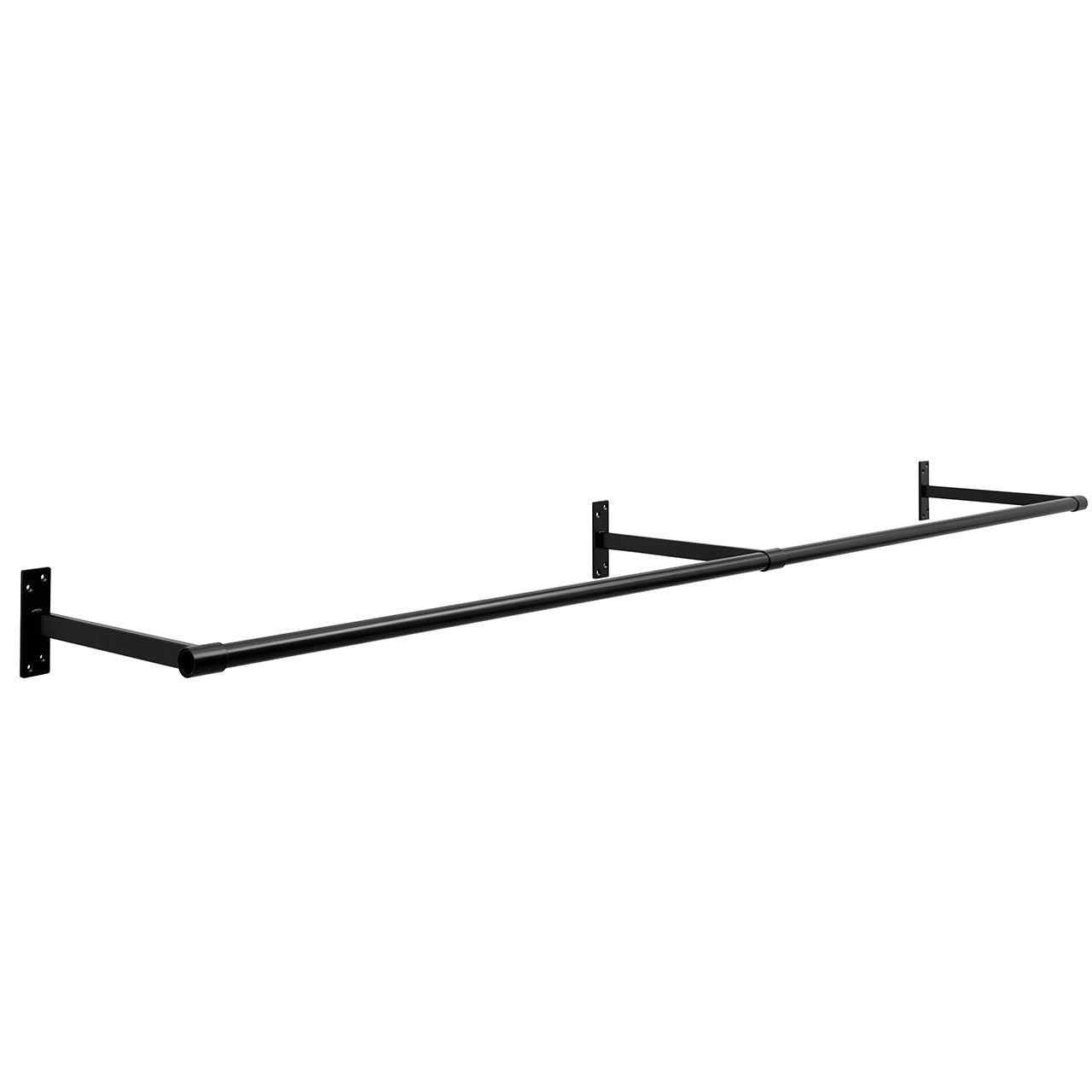 2m Black Wall-Mounted Hanging Clothes Rail with 3 Support Arms