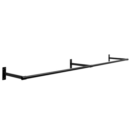 2m Black Wall-Mounted Hanging Clothes Rail with 3 Support Arms