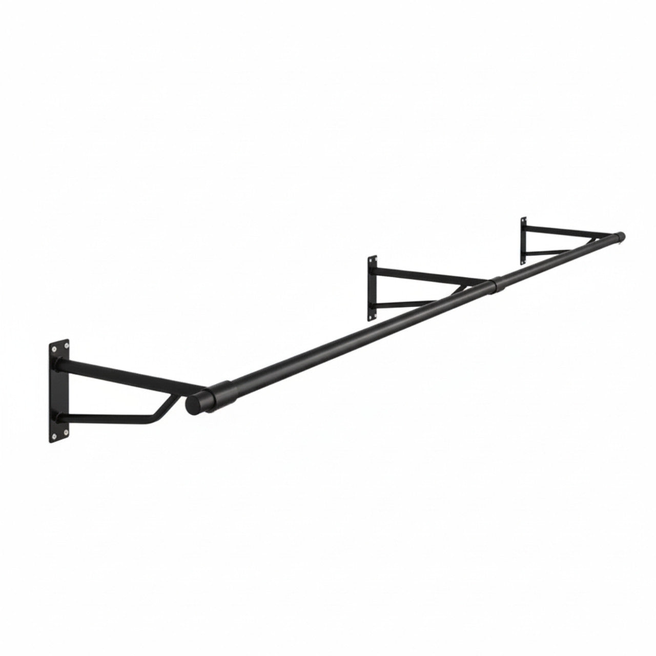 2m Black Heavy Duty Wall-Mounted Hanging Clothes Rail with 3 Support Arms