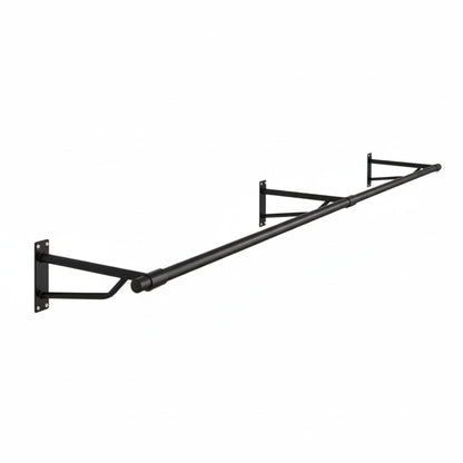 2m Black Heavy Duty Wall-Mounted Hanging Clothes Rail with 3 Support Arms