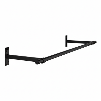 1m Black Wall-Mounted Hanging Clothes Rail with 2 Support Arms