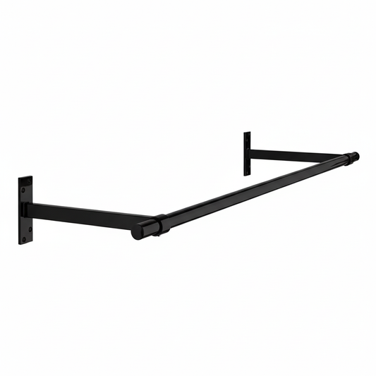 1m Black Wall-Mounted Hanging Clothes Rail with 2 Support Arms