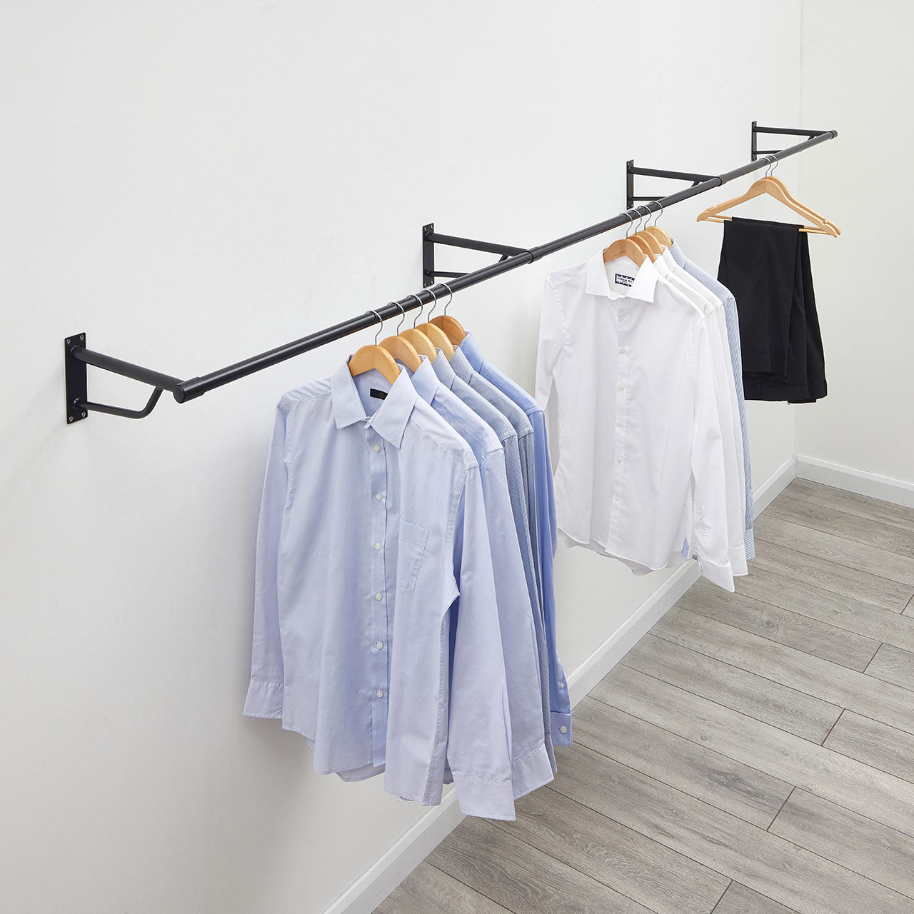 3m Black Heavy Duty Wall-Mounted Hanging Clothes Rail