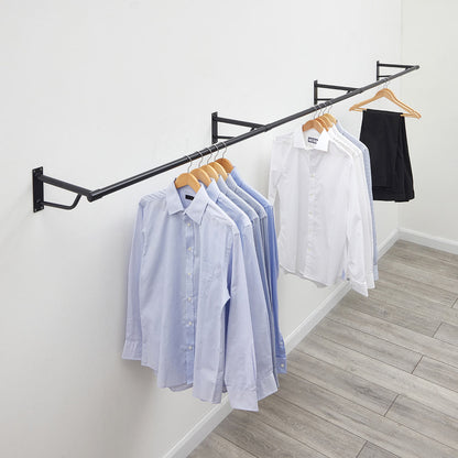 3m Black Heavy Duty Wall-Mounted Hanging Clothes Rail