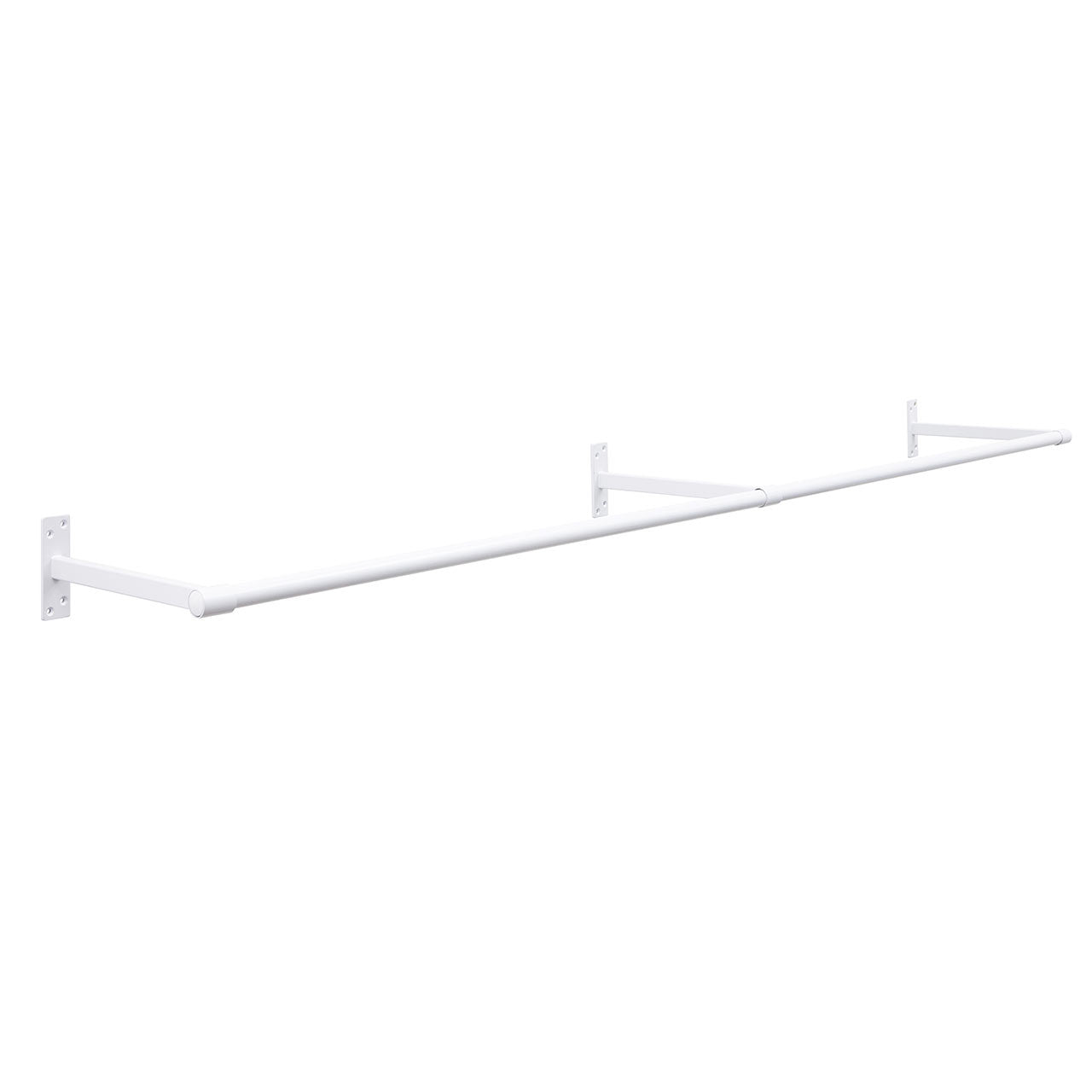 2m Gloss White Wall-Mounted Hanging Clothes Rail with 3 Support Arms