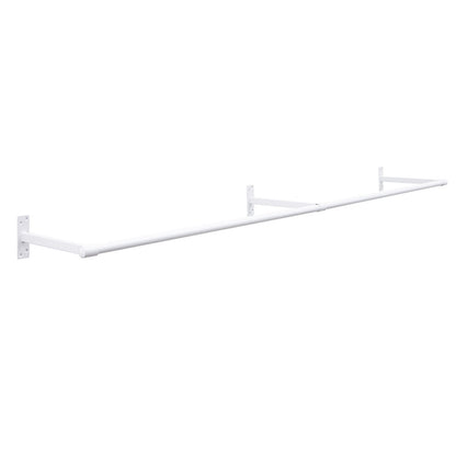 2m Gloss White Wall-Mounted Hanging Clothes Rail with 3 Support Arms