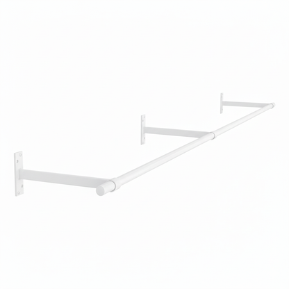 2m Gloss White Wall-Mounted Hanging Clothes Rail with 3 Support Arms